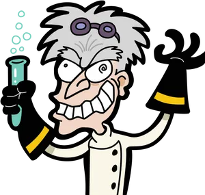 Mad Scientist Cartoon Character PNG Image