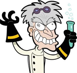 Mad Scientist Cartoon Character PNG Image