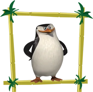 Madagascar Penguin Tropical Frame PNG Image