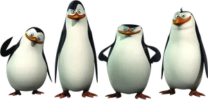 Madagascar Penguins Character Lineup PNG Image