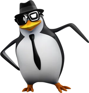 Madagascar Penguinwith Hatand Tie PNG Image