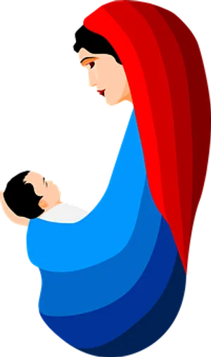 Madonnaand Child Vector Illustration PNG Image