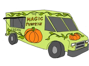 Magic Pumpkin Vegan Food Truck Illustration.png PNG Image