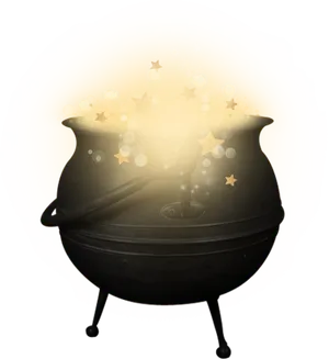 Magical Cauldron Glowing Sparks PNG Image