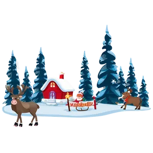 Magical North Pole Scene Png Kor PNG Image