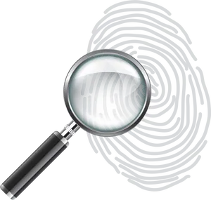 Magnifying Glass Fingerprint Analysis PNG Image