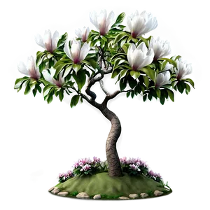 Magnolia Tree Garden Scene Png Cen PNG Image