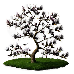 Magnolia Tree With Birds Png Ebh PNG Image