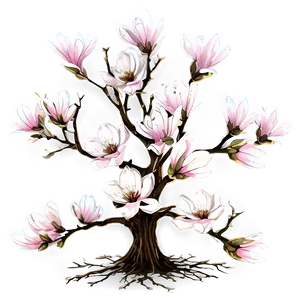 Magnolia Tree With Birds Png Kvu88 PNG Image