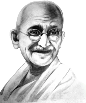 Mahatma Gandhi Portrait Sketch PNG Image