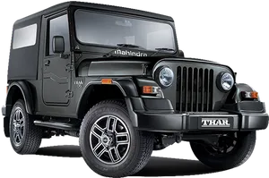 Mahindra Thar Black S U V PNG Image