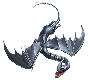 Majestic Black Dragon Flying PNG Image