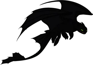 Majestic Black Dragon Silhouette PNG Image