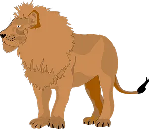 Majestic Brown Lion Illustration PNG Image