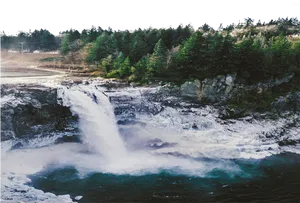 Majestic_ Forest_ Waterfall PNG Image