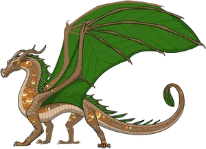 Majestic Green Winged Dragon PNG Image