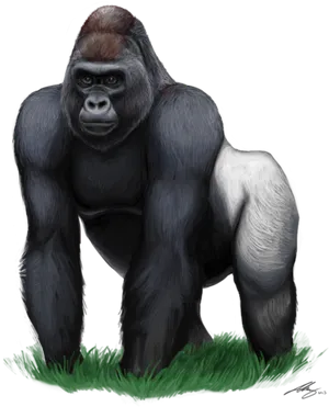 Majestic Silverback Gorilla Artwork PNG Image