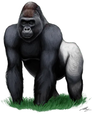 Majestic Silverback Gorilla Artwork PNG Image