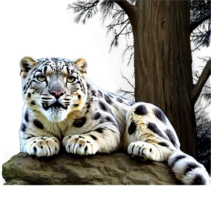 Majestic Snow Leopard Art Png Opy PNG Image