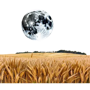 Majestic Wheat Field Full Moon Png Qoi PNG Image