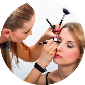 Makeup Artist Applying Eyeshadow PNG Image