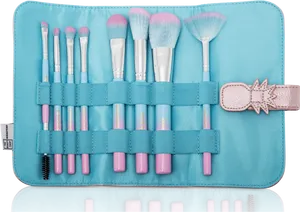 Makeup Brush Setin Blue Case PNG Image