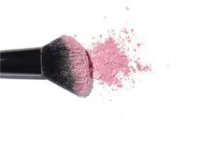 Makeup Brush With Pink Powder Explosion PNG Image