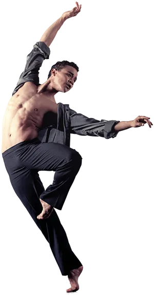 Male Dancer Mid Air Pose PNG Image