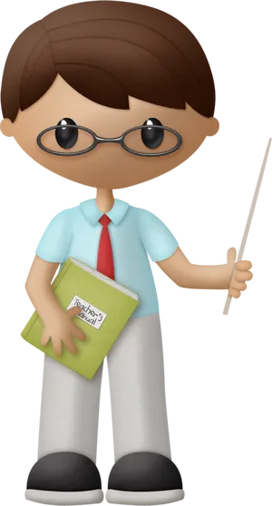 Male Teacher Cartoon Clipart PNG Image