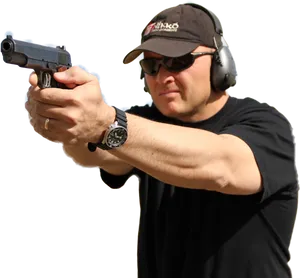 Man Aiming Handgun Training PNG Image