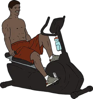 Man Exercisingon Stationary Bike PNG Image