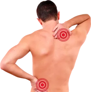 Man Experiencing Backand Shoulder Pain PNG Image