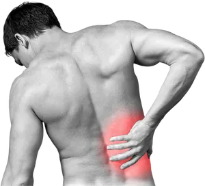 Man Experiencing Lower Back Pain PNG Image