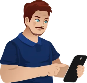 Man Holding Smartphone Clipart PNG Image