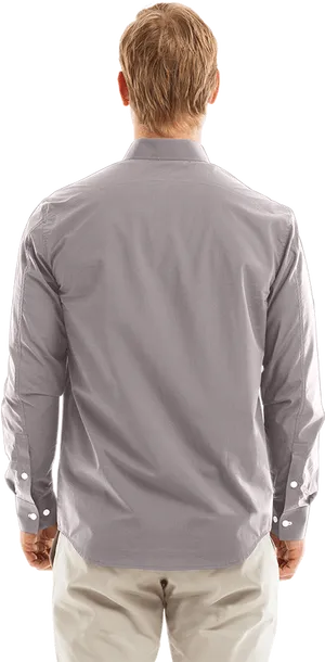 Man In Grey Dress Shirt Back View PNG Image