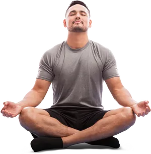 Man Meditatingin Lotus Position PNG Image