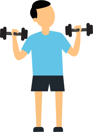 Man Performing Bicep Curls With Dumbbells PNG Image