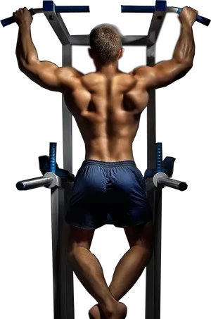 Man Performing Pull Up Exercise PNG Image