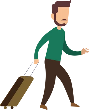 Man Pulling Suitcase Travel Vector PNG Image