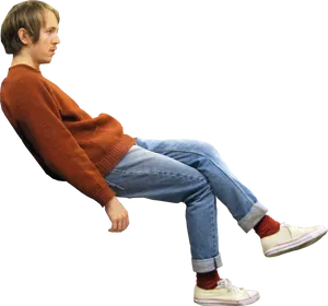 Man Seated Invisible Chair PNG Image