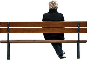 Man Sittingon Park Bench Isolated PNG Image