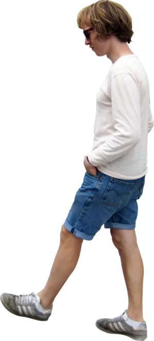 Man Walkingin Casual Attire PNG Image