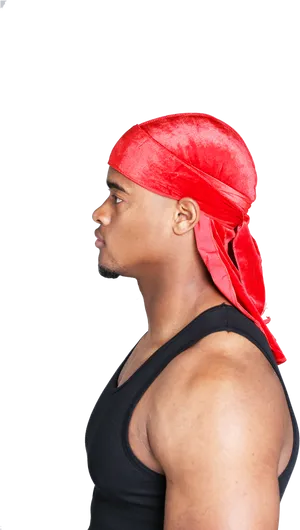 Man Wearing Red Durag Profile PNG Image