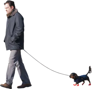 Manand Dog Walking Together PNG Image