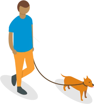 Manand Dog Walking Vector PNG Image