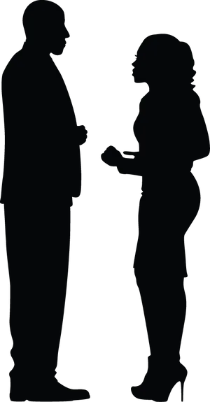 Manand Woman Conversation Silhouette PNG Image