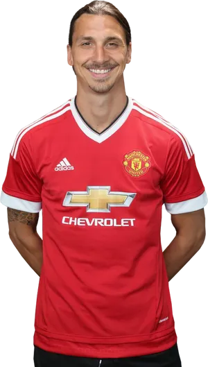 Manchester United Playerin Red Jersey PNG Image