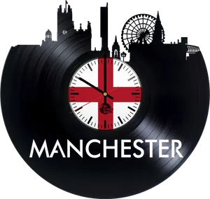 Manchester Vinyl Clock Design PNG Image