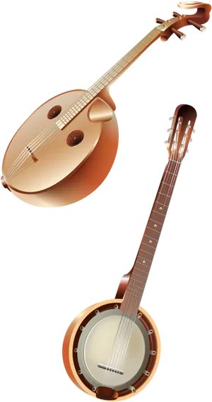 Mandolinand Banjo Musical Instruments PNG Image