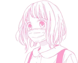 Manga Girl Wearing Mask PNG